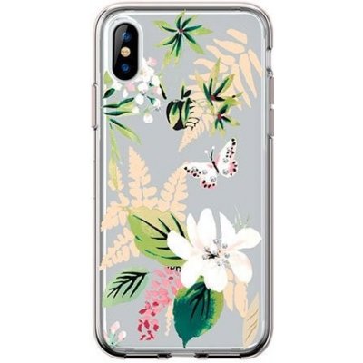 Púzdro Comma Butterfly Crystal Flower Series iPhone XS - biele