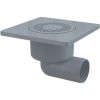 AlcaPlast APV3 - Podlahová vpusť 150×150/50 mm bočná, mriežka šedá, vodná zápachová uzávera