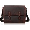 Paolo Peruzzi Pánska kožená taška cez rameno na notebook vintage | hnedá SL-09-BR