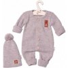 Baby Nellys 2-dielna sada Pletený overálek STAR čiapky Hand Made, bežový