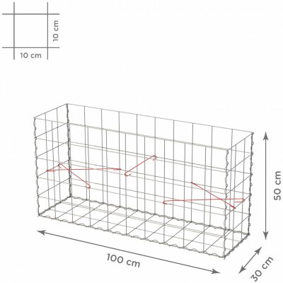 TopStone Gabiónový kôš: 100 x 30 x 50 cm - oko siete 10x10cm