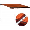 Ručne zaťahovacia markíza s LED 450x300 cm oranžovo-hnedá