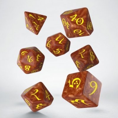 Q-Workshop Kocky Classic RPG Dice Caramel/Yellow 7 ks