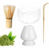 4 X METLA NA MATCHU CEREMONIÁLNY SET, MISKA MATCHA, TRADIČNÝ PODSTAVEC