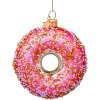 LAALU Vianočná sklenená ozdoba Donut ružový 11 cm