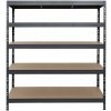 Majster Regál RIVET bezskrutkový kovový regál s HDF policou, 180x150x45 cm, 5 políc, 250kg na policu, antracitová sivá farba