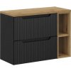 Comad Závesná skrinka pod umývadlo Nova Black s doskou 80 cm čierna/dub evoke