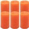 Oranžové rustikálne stĺpové sviečky 6,8x11,5 cm – sada 6 ks