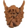 Clayre & Eef Dekoratívna hrdzavá figúrka anjel s rúrkou - 11*11*12 cm - Clayre & Eef