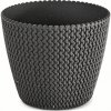 PROSPERPLAST Kvetináč SPLOFY ECO WOOD antracit 13,0 cm