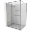 Mexen Kioto sprchová stena Walk-in 140 x 200 cm, čierny vzor 8 mm, zlatá - 800-140-101-50-78