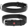 WAU DOG Plochý kožený obojok čiernej farby Obvod krku: 30-39 cm, širka: 20 mm
