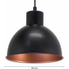 EGLO Čierna závesná lampa Andrin vo vnútri medená - 49238