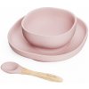 Lulaby silikónová jedálenská sada s prísavkou 3 dielna Misty Rose