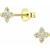 Nefertitis 25123 Strieborné náušnice pecky so zirkónmi ZIRKON FLOWER NF57558 - 5 mm, 0,40 g