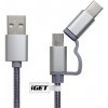 iGET G2V1 - USB kabel Micro USB/ USB - C dlouhý pro veškeré mobilní telefony, včetně odolných PR1-G2V1