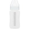 EcoViking Dojčenská fľaša sklenená 240 ml široká silikónový obal Biela