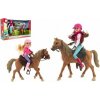 Teddies Kôň 2ks + bábika žokejka 2ks plast v krabici 44x26x12cm