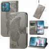 Peňaženkové kožené puzdro Butterfly Love na Motorola Edge 40 Neo - Šedá