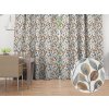 Biante Dekoračný záves Porto PRT-009 Modro-hnedé listy na režnom - šírka 130 cm 130x260 cm