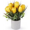 Umelé tulipány v kvetináči - 1 ks 2 žltá