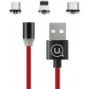 Magnetický kábel USAMS 3v1 - lightning/USB-C/microUSB červený