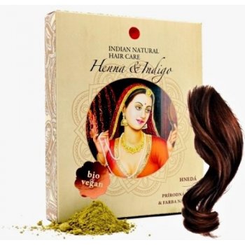 Indian Natural Hair Care Henna & Indigo hnedá farba na vlasy 200 g od 8