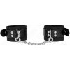 Kink - Nylon Wrist Restraints Black With Leather Belt Black Adjustable 19-29 cm X 5.1 cm