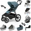 Set 10v1 Thule Urban Glide 4-wheel Mid Blue s magnetickou sponou + madlo + vanička Dark Slate + pláštenky a moskytiéry Thule + Autosedačka Thule Maple Light Gray s ISOFIX základňou Thule Alfi a adapté