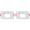 V-TAC Rámik na bodovú žiarovku GU10 2ks balenie, zapustený, štvorcový - biely