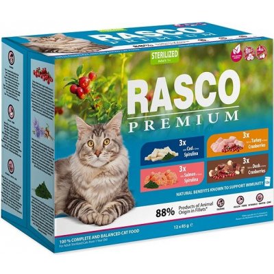 RASCO Premium Cat Pouch Sterilized 3x salmon 3x cod 3x duck 3x turkey 1020 g