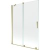 Mexen Velar, 2-krídlová posuvná vaňová zástena 130 x 150 cm, 8mm číre sklo, zlatý lesklý profil, 896-130-000-01-50