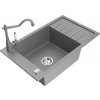 MEXEN/S MEXEN/S - Elias granitový drez 1-miska vrátane batérie Carla, šedá 6511-71-670700-71