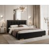 ČALÚNENÁ POSTEĽ MIRABELA 180x200 ČIERNA ZAMATOVÁ LÁTKA JASMINE 100 S ROŠTOM