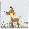 Vymalujsisam.sk Maľovanie podľa čísiel - Jelienok s vtáčikom Veľkosť: 30x30cm, Rám: Na plastovej doske