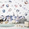 INSPIO Nálepka Nálepky na stenu - Astronauti a vesmír pre chlapcov 90x100 hviezdy a oblaky, autá a dinosaury, domy a kopce, akvarelové nálepky modrá, hnedá, plnofarebný motív