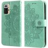 Peňaženkové kožené puzdro 7-petals na Xiaomi Redmi Note 10/10S - Zelená