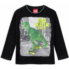 Chlapčenské tričko s dlhými rukávmi Kyly Dino Skater čierne