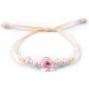 Náramok shamballa s korálkami a kvetom - 1 ks 5 ružová sv.