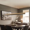 Quitani LED závesná lampa Keijo, čierna/dub, dĺžka 123 cm - 6722623