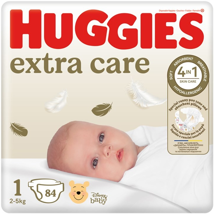 Huggies Extra Care Newborn 1 2-5 kg 84 ks