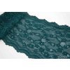 Elastická čipka, vsadka - tmavá zelená - šírka 17 cm