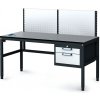 Alfa 3 Antistatický dielenský ESD stôl s perfopanelom, 2 zásuvkový box na náradie, 1600x800x745-985 mm