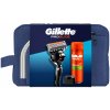 GILLETTE Cestovná sada ProGlide holiaci strojček + Fusion gél na holenie 200 ml + stojan