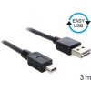 Delock USB, USB 2.0 USB-A zástrčka, USB Mini-B zástrčka, 3m, černý