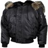 Bunda pilot MFH US Polar jacket N2B 03702A nylonová s kožušinou - čierna