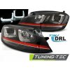 Tuning-tec PREDNÉ SVETLOMETY U-LED SVETLÁ ČIERNA S ČERVENOU LINE SPORT pasujú na VW GOLF 7 12-17