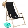 Jiubiaz Lehátko Relax Lounger Sun Chair 120kg Chair Lounger Cosy Foldable Wood Čierna With Handrails