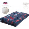 DRYBED Premium Vet Bed Small Paws & Bones tmavomodrý 100 x 75 cm