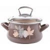 Metalac Hluboký hrnec Elegant se skleněnou poklicí lístky šedé 24 cm 6,5 l D2-24-49